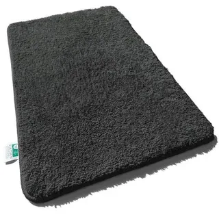 FLOORDIREKT Badematte Sky - Flauschiger Badvorleger mit dichtem Flor - Rund - Ø 95 cm - Schwarz