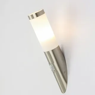 GLOBO Außenwandleuchte Edelstahl H 41,0 cm inkl. Bewegungsmelder silberfarben
