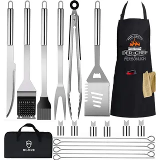 luxuskollektion Grillbesteck Set 20 tlg Edelstahl weiß