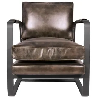 LC Home Sessel Kansas Ledersessel 65 x 87 x 65 cm Schwarz mit Kissen