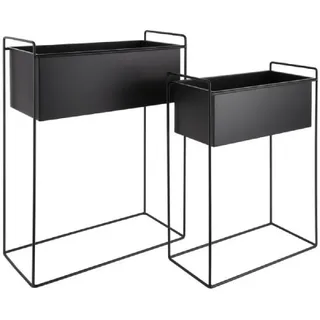 Present Time Blumentopf Pflanzgefäße mit Gestell Essence Gerade Schwarz (2-teilig)