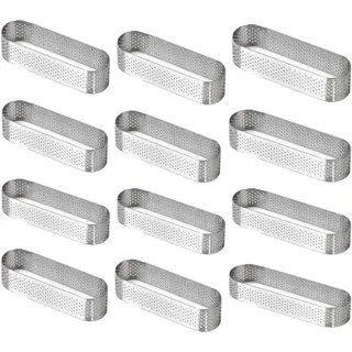 12 Perforierte Edelstahlringe Für Mousse-törtchen, Ovale Formen Für Mousse-dessert-törtchen, Französische Obsttörtchenringe, Quiche-backringe (304 Perforierte Törtchenringe)