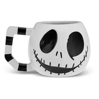 Karaca Halloween Creepy Keramik Tasse, 10cm, Weiß Schwarz