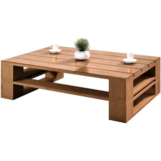 Lermowood Palettenmöbel Mp Couchtisch 120 x 80 x 40 cm Eiche | Europaletten Indoor und Outdoor Lounge Gartenmöbel Holz Gartenmöbel Set Lounge Möbel Terrasse Balkon Loft Stil Paletten