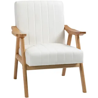 Homcom Relaxsessel Samtoptik 74 x 82 x 68 cm Creme mit Relax-Funktion