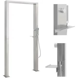 vidaXL Gartendusche Doppeldüsen 210 cm edelstahl 48201
