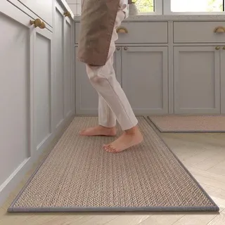Küchenteppich, waschbar, rutschfest, Sisal, Teppichläufer, Jute-We, Küchenmatte, Küchenmatte, Schmutzfangmatte, für Küche und Esszimmer, Bade...