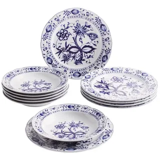 KAHLA Tafelservice Zwiebelmuster 12tlg. (12-tlg), 6 Personen, Porzellan, Made in Germany blau