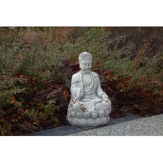 JVmoebel Skulptur Buddha Skulptur in Steinoptik. Skulptur für Garten und Wohnbereich weiß