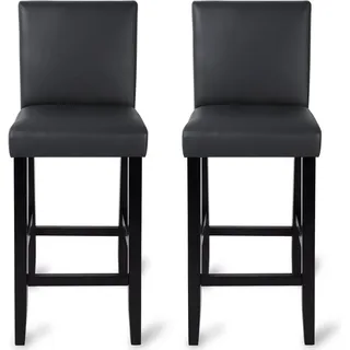 Woltu Barhocker 2er Set gepolstert Holz Kunstleder 2er Set 45 x 45 x 100 cm Grau
