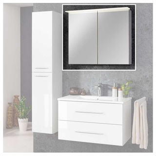 FACKELMANN Badezimmerspiegelschrank B.perfekt Spiegelschrank 80cm - Weiß