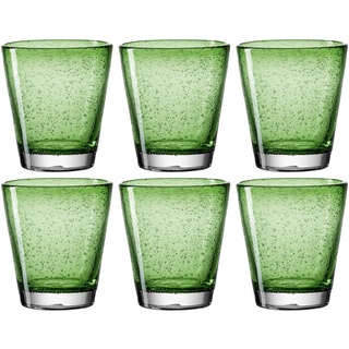 Leonardo Burano Trink-Gläser 6er Set, handgefertigte Wasser-Gläser, spülmaschinengeeignete Gläser, bunte Trink-Becher aus Glas grün 330ml, 034757