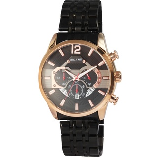 Elegante Elite Design Herren Armband Uhr Schwarz Chronograph Datum Edelstahl
