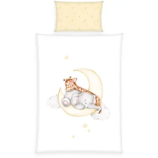 Herding Klaus Hering 2685248063 - babybest® Flanell-Bettwäsche, Sleeping on the moon, Made in Green, 40x60+100x135 cm