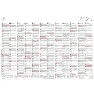 Zettler - Plakatkalender 2025  59 4X42cm  Jahresplaner Mit Jahresübersicht  12 Monate Auf 1 Seite  Mondphasen  Arbeitstage-  Tages- Und Wochenzählung
