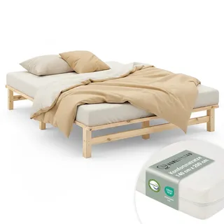 Homestyle4u Holzbett 140 x 200 cm Braun