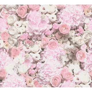 Vliestapete Trendwall 2 Blumen Floral Rosa Weiß FSC®
