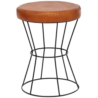 KADIMA DESIGN Sitzhocker Rund Leder 35 x 48 x 35 cm Braun