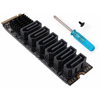 Namvo M2 NGFF NVME M-Key PCI Express to SATA 3.0 6Gbps 6 Ports Adapter Converter Hard Drive Extension Card