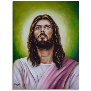 Artland Wandbild Jesus Christus Porträt, Christliche Bilder (1 St), als Leinwandbild, Poster in verschied. Größen grün 30 cm x 40 cm