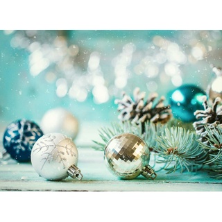Tischsets | Platzsets - Weihnachten - Christbaumkugeln in türkis und silber - 12 Stück aus Premium Papier – Die Tischdekoration für die Weihnachtszeit