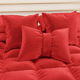 PETTI Artigiani Italiani - 2 Sofakissen aus Samt mit Füllung, Schlafzimmer-Kissenbezüge, Möbelkissen mit verdecktem Reißverschluss, rote Samtkissen 2 Stück - 50 x 50 cm