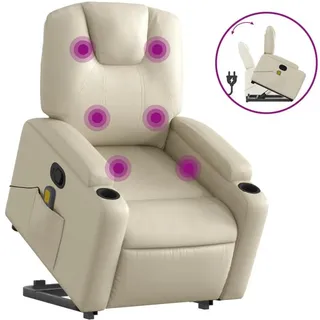 vidaXL Massagesessel mit Aufstehhilfe Kunstleder 80 x 100 x 80 cm Creme