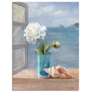 Leinwandbild ARTLAND "Küsten Blumen I", blau (farbe bild(er): blau), B:60cm H:80cm, Bilder, Leinwandbild, auf Holzrahmen gespannt