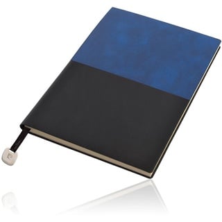 Pierre Cardin Notizbuch DIN A5 Tagebuch Notizbuch Leder Notebook A5 gepunktet punktliniert dotted REPORTER (blau)