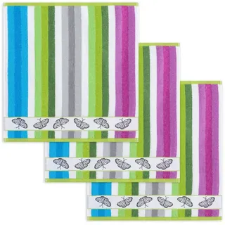 Kracht Geschirrtuch Schmetterlinge, (Set, 3-tlg., Set), 3er Pack Frottee Küchenhandtücher (3 Stück) ca.50x50cm Baumwolle bunt