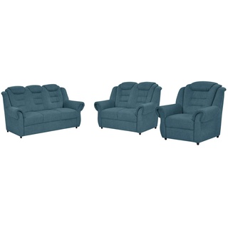 Livetastic Sitzgarnitur, Blau, Textil, 3-teilig, Made in EU, Hocker erhältlich, Rücken echt, Armteil links, rechts, Wohnzimmer, Sofas & Couches, Sitzgarnituren