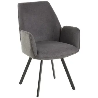 Mid.you Armlehnstuhl, Grau, Schwarz, Metall, Textil, eckig, 59x88x6.5 cm, Esszimmer, Stühle, Esszimmerstühle, Armlehnenstühle