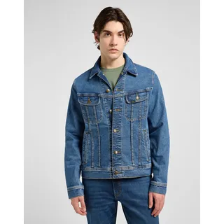 Jeansjacke LEE "RIDER_JACKET", Herren, Gr. XL, blau (belmont), Denim/Jeans, Obermaterial: 99% Baumwolle, 1% Elasthan, normal hüftlang, angesetztes Bündchen, Jacken Jeansjacke, mit seitlichen Eingrifftaschen