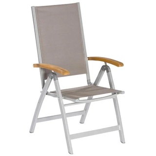 Ambia Garden Gartenklappsessel Naxos, Grau, Silber, Akazie, Holz, Metall, Textil, Akazie, Hartholz, Uni, 58.5x110.5x65 cm, Fsc, klappbar, inklusive Armlehnen, faltbar, Gartenmöbel, Gartenstühle, Gartenklappstühle