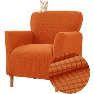Highdi Elastischer Jacquard Sofaüberzug Clubsessel Sessel Bezug, Weicher Sesselschoner mit Armlehne Sitzbezug Für Sessel Mit Armlehne Hussen (orange)