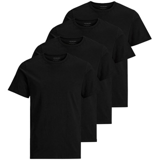 JACK&JONES Herren T-Shirt, 4er Pack - JACBASIC CREW NECK TEE, Kurzarm, einfarbig, Baumwolle Schwarz L