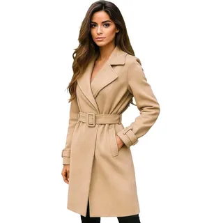 Worldclassca Lederimitatmantel Worldclassca Wildlederoptik Mantel Trenchcoat mit Gürtel Fashion Neue Kollektion - Stilvolle und gemütliche Mode für Damen beige
