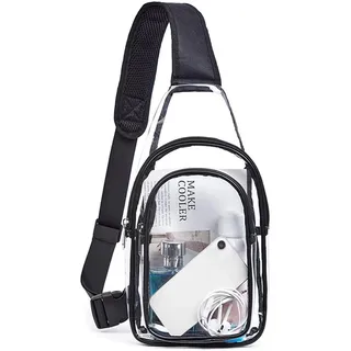 TYXHXTF Transparente Umhängetasche, Clear Sling Bag, Crossbody Schulterrucksack, Durchsichtige Brusttasche, für Damen Herren Stadion Arbeitskonzert Reisen - M