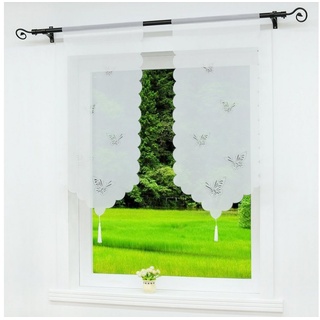 Scheibengardine, Joyswahl, Stangendurchzug (1 St), transparent, mit Quaste Panneaux, Kurzstore weiß 60 cm x 120 cm