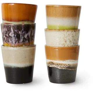 HKliving - 70's Kaffeebecher, 230 ml, soil (6er-Set)