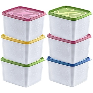 Annastore 6 x Tiefkühldosen - 1100 ml - Gefrierdosen zum Einfrieren - Frischhaltedosen stapelbar - Vorratsdosen zum Einfrieren und Auftauen - Mikrowellendosen - 1100 ml