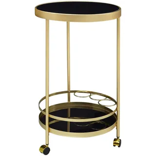 KADIMA DESIGN Goldener Servierwagen mit Retro-Charme und Schwarzem Sicherheitsglas