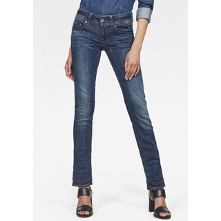 Straight-Jeans G-STAR RAW "Midge Saddle Straight" Gr. 34, Länge 32, blau (dark aged) Damen Jeans 5-Pocket-Jeans 5-Pocket-Design mit markanten Steppnähten