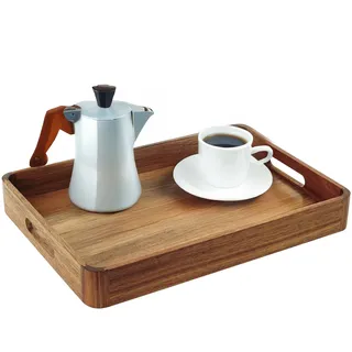 Relaxdays Serviertablett Akazienholz Braun,