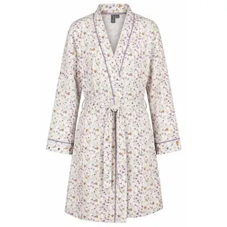 By Louise Kimono Damen Morgenmantel Streublumen, Midi, Baumwolle, Kimonokragen, Gürtel, Baumwolle bunt L