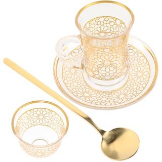DOITOOL 1 Satz Cappuccino-tasse Marokkanisches Teeservice Getränke Tasse Milchtasse Mit Untertasse Vintage Türkische Teetasse Arabisches Teegläser-set Jahrgang Dekorative Tasse Legierung