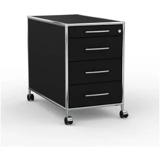 Versee Rollcontainer Bürocontainer VERSEE – 60 / 80 cm, 3 oder 4 Schubladen, Farbauswahl, (Schubladencontainer für Büro und Home-Office, 1 Rollcontainer), robust & kratzfest, 50kg belastbar schwarz 43,5 cm x 66,5 cm x 80 cm