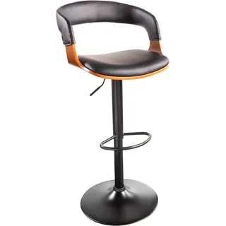 Riess-Ambiente Barhocker MANHATTAN - Retro schwarz Kunstleder Walnussholz mit Lehne drehbar höhenverstellbar