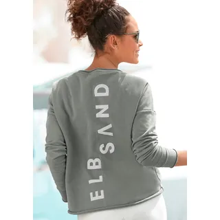 Sweatshirt ELBSAND "Raina" Gr. L (40), grün Damen Sweatshirts mit Logoprint am Rücken Bestseller