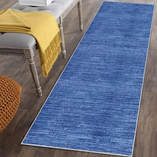 Läufer Teppich für Flur Lang Rutschfest 60 x 90 cm Blau Küchenläufer Teppich Läufer für Küche Waschbar Teppichläufer Flur Teppich Küchenteppich Schmutzfangmatte für Eingang Wohnzimmer Schlafzimmer